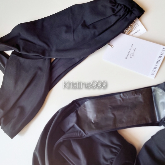 WeWoreWhat Asymmetrical Crossover Bikini Set with Gold O Ring Bottom NEW - Picture 5 of 5